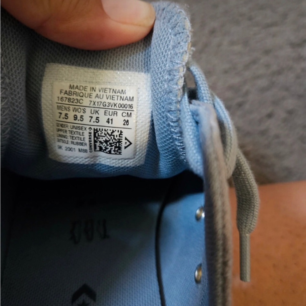 Converse Low-Top Canvas Sneakers in Light Blue with Gold Eyelets - Picture 6 of 6